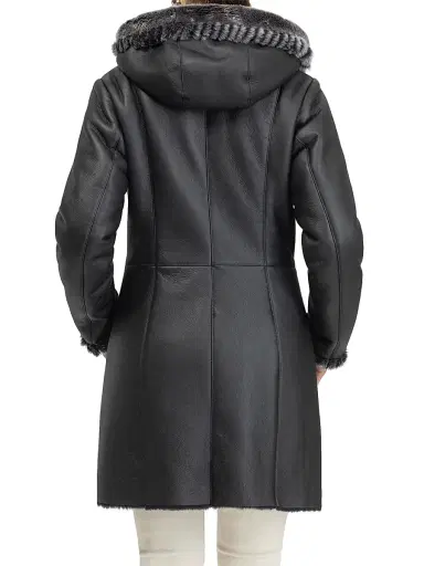 Gorski Women's Merino Shearling Lamb Parka with Whipstitch Trim - Black Brisa | Thumbnail 4 Gorski Women's Merino Shearling Lamb Parka with Whipstitch Trim - Black Brisa | Thumbnail 4