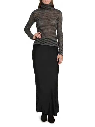 Proenza Schouler White Label Women's Hailey Funnel Neck Sweater - Grey Black | Thumbnail 2 Proenza Schouler White Label Women's Hailey Funnel Neck Sweater - Grey Black | Thumbnail 2