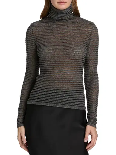 Proenza Schouler White Label Women's Hailey Funnel Neck Sweater - Grey Black | Thumbnail 3 Proenza Schouler White Label Women's Hailey Funnel Neck Sweater - Grey Black | Thumbnail 3