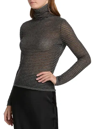Proenza Schouler White Label Women's Hailey Funnel Neck Sweater - Grey Black | Thumbnail 4 Proenza Schouler White Label Women's Hailey Funnel Neck Sweater - Grey Black | Thumbnail 4