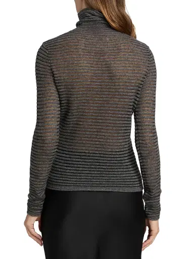 Proenza Schouler White Label Women's Hailey Funnel Neck Sweater - Grey Black | Thumbnail 5 Proenza Schouler White Label Women's Hailey Funnel Neck Sweater - Grey Black | Thumbnail 5