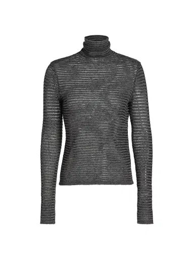 Proenza Schouler White Label Women's Hailey Funnel Neck Sweater - Grey Black | Thumbnail 1 Proenza Schouler White Label Women's Hailey Funnel Neck Sweater - Grey Black | Thumbnail 1