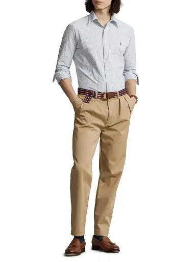 Polo Ralph Lauren Men's Striped Cotton Custom-Fit Oxford Shirt - Blue White Stripe | Thumbnail 2 Polo Ralph Lauren Men's Striped Cotton Custom-Fit Oxford Shirt - Blue White Stripe | Thumbnail 2