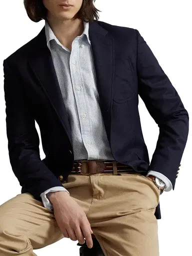 Polo Ralph Lauren Men's Striped Cotton Custom-Fit Oxford Shirt - Blue White Stripe | Thumbnail 5 Polo Ralph Lauren Men's Striped Cotton Custom-Fit Oxford Shirt - Blue White Stripe | Thumbnail 5