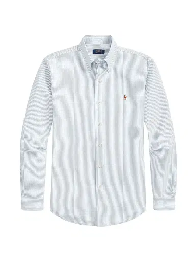 Polo Ralph Lauren Men's Striped Cotton Custom-Fit Oxford Shirt - Blue White Stripe | Thumbnail 1 Polo Ralph Lauren Men's Striped Cotton Custom-Fit Oxford Shirt - Blue White Stripe | Thumbnail 1