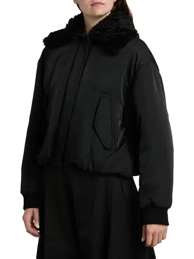 Proenza Schouler Women's Vadra Faux-Shearling Collar Twill Jacket - Black - Size 10 | Thumbnail 4 Proenza Schouler Women's Vadra Faux-Shearling Collar Twill Jacket - Black - Size 10 | Thumbnail 4