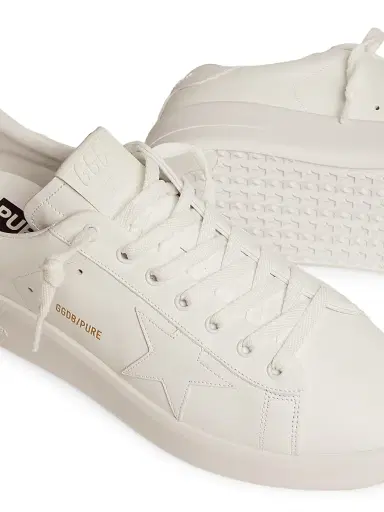 Golden Goose Men's Pure Star Leather Low-Top Sneakers - Optic White | Thumbnail 4 Golden Goose Men's Pure Star Leather Low-Top Sneakers - Optic White | Thumbnail 4