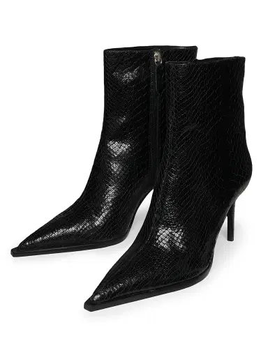 Schutz Women's Mary 8MM Snake-Embossed Leather Boots - Black | Thumbnail 2 Schutz Women's Mary 8MM Snake-Embossed Leather Boots - Black | Thumbnail 2