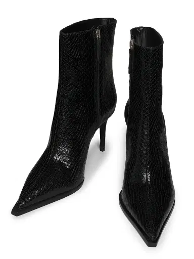 Schutz Women's Mary 8MM Snake-Embossed Leather Boots - Black | Thumbnail 4 Schutz Women's Mary 8MM Snake-Embossed Leather Boots - Black | Thumbnail 4