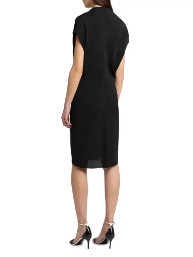 Giorgio Armani Women's Silk Gathered Midi-Dress - Black - Size 8 | Thumbnail 4 Giorgio Armani Women's Silk Gathered Midi-Dress - Black - Size 8 | Thumbnail 4