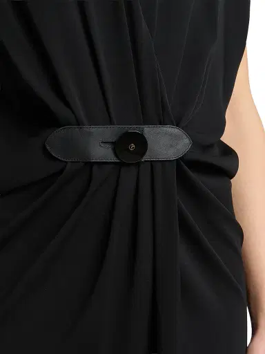 Giorgio Armani Women's Silk Gathered Midi-Dress - Black - Size 8 | Thumbnail 5 Giorgio Armani Women's Silk Gathered Midi-Dress - Black - Size 8 | Thumbnail 5