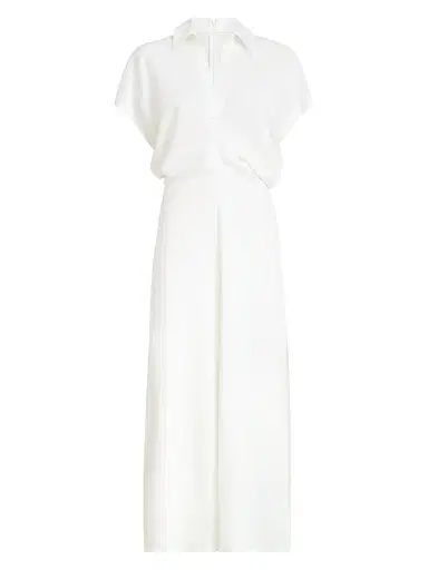 Brunello Cucinelli Women's Viscose and Linen Fluid Twill Dress with Monili | Thumbnail 1 Brunello Cucinelli Women's Viscose and Linen Fluid Twill Dress with Monili | Thumbnail 1