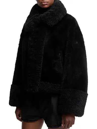 Moncler Women's Gobain Puffer Jacket in Shearling and Suede - Black | Thumbnail 2 Moncler Women's Gobain Puffer Jacket in Shearling and Suede - Black | Thumbnail 2