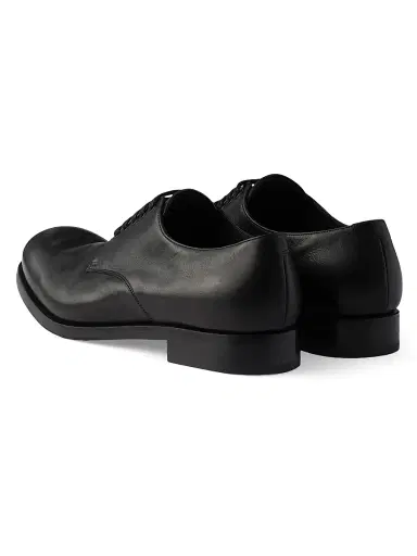 Prada Men's Antiqued Leather Laced Derby Shoes - Black | Thumbnail 3 Prada Men's Antiqued Leather Laced Derby Shoes - Black | Thumbnail 3