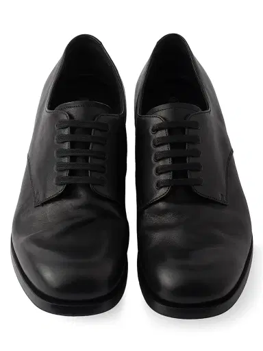 Prada Men's Antiqued Leather Laced Derby Shoes - Black | Thumbnail 4 Prada Men's Antiqued Leather Laced Derby Shoes - Black | Thumbnail 4