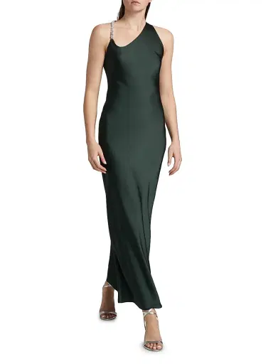 Significant Other Women's Abbey Satin Trapeze Maxi Dress - Emerald | Thumbnail 2 Significant Other Women's Abbey Satin Trapeze Maxi Dress - Emerald | Thumbnail 2