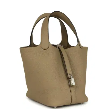 HERMÈS Hermes Picotin Lock 18 Beige Marfa Clemence Palladium Hardware | Thumbnail 2 HERMÈS Hermes Picotin Lock 18 Beige Marfa Clemence Palladium Hardware | Thumbnail 2