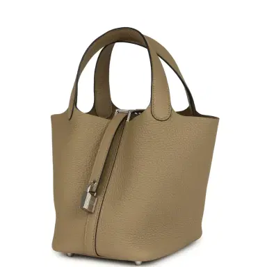 HERMÈS Hermes Picotin Lock 18 Beige Marfa Clemence Palladium Hardware | Thumbnail 3 HERMÈS Hermes Picotin Lock 18 Beige Marfa Clemence Palladium Hardware | Thumbnail 3