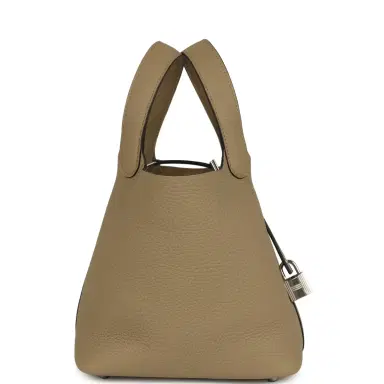 HERMÈS Hermes Picotin Lock 18 Beige Marfa Clemence Palladium Hardware | Thumbnail 4 HERMÈS Hermes Picotin Lock 18 Beige Marfa Clemence Palladium Hardware | Thumbnail 4