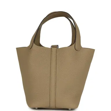 HERMÈS Hermes Picotin Lock 18 Beige Marfa Clemence Palladium Hardware | Thumbnail 5 HERMÈS Hermes Picotin Lock 18 Beige Marfa Clemence Palladium Hardware | Thumbnail 5