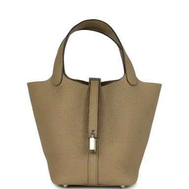 HERMÈS Hermes Picotin Lock 18 Beige Marfa Clemence Palladium Hardware | Thumbnail 1 HERMÈS Hermes Picotin Lock 18 Beige Marfa Clemence Palladium Hardware | Thumbnail 1