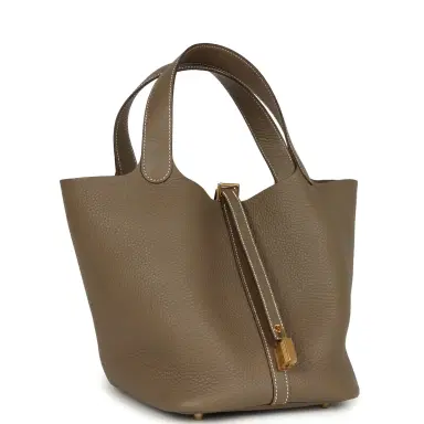 HERMÈS Hermes Picotin Lock 22 Etoupe Clemence Gold Hardware | Thumbnail 2 HERMÈS Hermes Picotin Lock 22 Etoupe Clemence Gold Hardware | Thumbnail 2