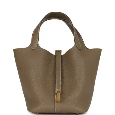 HERMÈS Hermes Picotin Lock 22 Etoupe Clemence Gold Hardware | Thumbnail 1 HERMÈS Hermes Picotin Lock 22 Etoupe Clemence Gold Hardware | Thumbnail 1