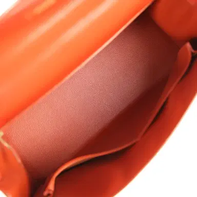 HERMÈS Vintage Hermes "Kimono" Kelly Sellier 32 Brique Box and Embroidered Silk Gold Hardware | Thumbnail 8 HERMÈS Vintage Hermes "Kimono" Kelly Sellier 32 Brique Box and Embroidered Silk Gold Hardware | Thumbnail 8