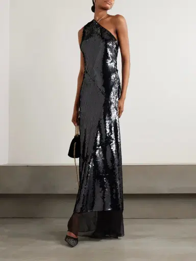 Stella McCartney One-shoulder Chiffon-trimmed Sequined Tulle Gown | Thumbnail 2 Stella McCartney One-shoulder Chiffon-trimmed Sequined Tulle Gown | Thumbnail 2