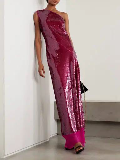 Stella McCartney One-shoulder Chiffon-trimmed Sequined Tulle Gown | Thumbnail 2 Stella McCartney One-shoulder Chiffon-trimmed Sequined Tulle Gown | Thumbnail 2