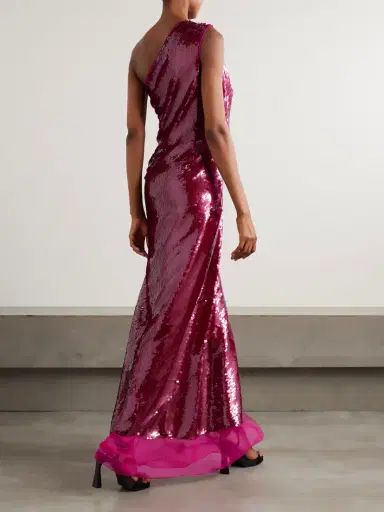 Stella McCartney One-shoulder Chiffon-trimmed Sequined Tulle Gown | Thumbnail 3 Stella McCartney One-shoulder Chiffon-trimmed Sequined Tulle Gown | Thumbnail 3