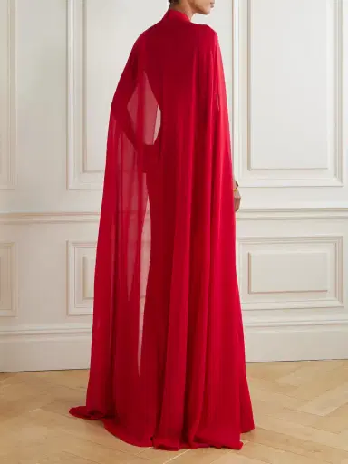 Elie Saab Cape-effect Bow-embellished Crepe Gown | Thumbnail 3 Elie Saab Cape-effect Bow-embellished Crepe Gown | Thumbnail 3