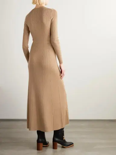 Gabriela Hearst Imagene Belted Ribbed Pointelle-knit Wool Midi Dress | Thumbnail 4 Gabriela Hearst Imagene Belted Ribbed Pointelle-knit Wool Midi Dress | Thumbnail 4