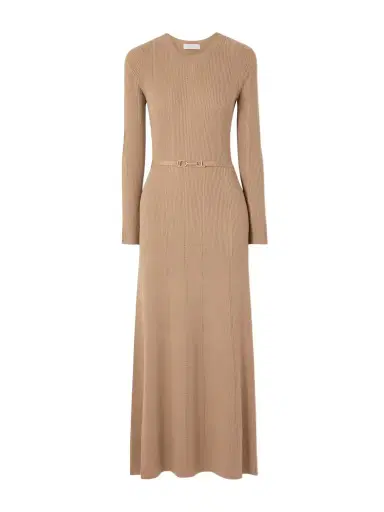 Gabriela Hearst Imagene Belted Ribbed Pointelle-knit Wool Midi Dress | Thumbnail 1 Gabriela Hearst Imagene Belted Ribbed Pointelle-knit Wool Midi Dress | Thumbnail 1