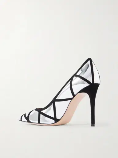 Gianvito Rossi 95 Suede-trimmed Mirrored-leather Pumps | Thumbnail 3 Gianvito Rossi 95 Suede-trimmed Mirrored-leather Pumps | Thumbnail 3