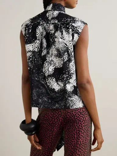 Dries Van Noten Tie-neck Printed Crepe Top | Thumbnail 3 Dries Van Noten Tie-neck Printed Crepe Top | Thumbnail 3