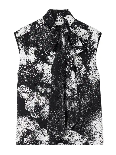 Dries Van Noten Tie-neck Printed Crepe Top | Thumbnail 1 Dries Van Noten Tie-neck Printed Crepe Top | Thumbnail 1