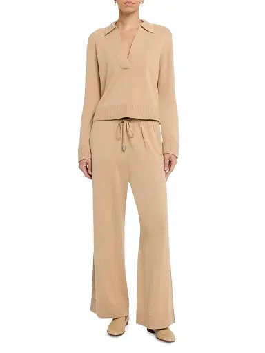 SIMKHAI Women's Travel Cotton-Cashmere Drawstring Pants - Light Camel | Thumbnail 2 SIMKHAI Women's Travel Cotton-Cashmere Drawstring Pants - Light Camel | Thumbnail 2