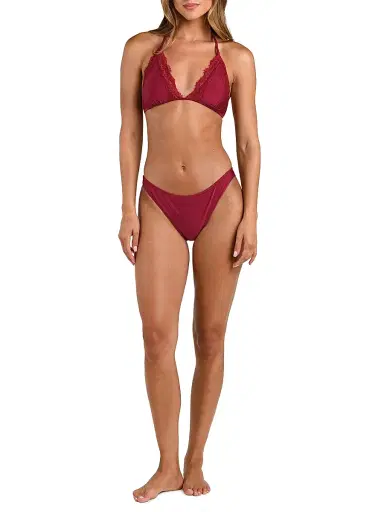 L'AGENCE Women's Annabelle Halterneck Triangle Bikini Top - Black Cherry | Thumbnail 2 L'AGENCE Women's Annabelle Halterneck Triangle Bikini Top - Black Cherry | Thumbnail 2