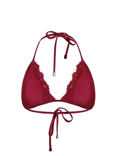 L'AGENCE Women's Annabelle Halterneck Triangle Bikini Top - Black Cherry | Thumbnail 1 L'AGENCE Women's Annabelle Halterneck Triangle Bikini Top - Black Cherry | Thumbnail 1