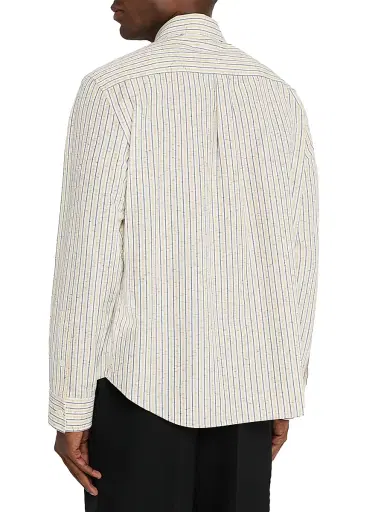 Bottega Veneta Men's Striped Cotton-Linen Blend Long-Sleeve Shirt | Thumbnail 4 Bottega Veneta Men's Striped Cotton-Linen Blend Long-Sleeve Shirt | Thumbnail 4