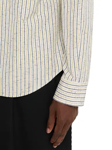 Bottega Veneta Men's Striped Cotton-Linen Blend Long-Sleeve Shirt | Thumbnail 5 Bottega Veneta Men's Striped Cotton-Linen Blend Long-Sleeve Shirt | Thumbnail 5
