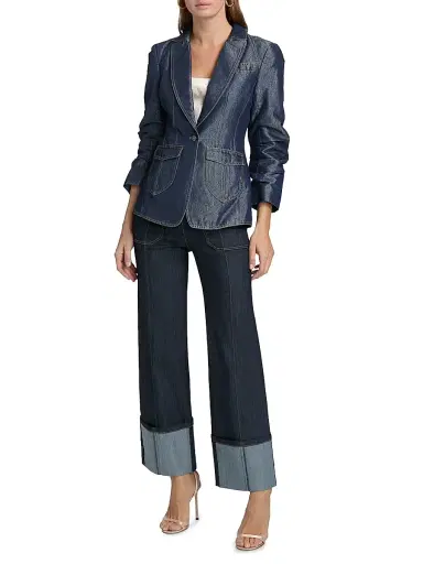 Cinq à Sept Women's Louisa Shimmer Denim Jacket - Minuit | Thumbnail 2 Cinq à Sept Women's Louisa Shimmer Denim Jacket - Minuit | Thumbnail 2