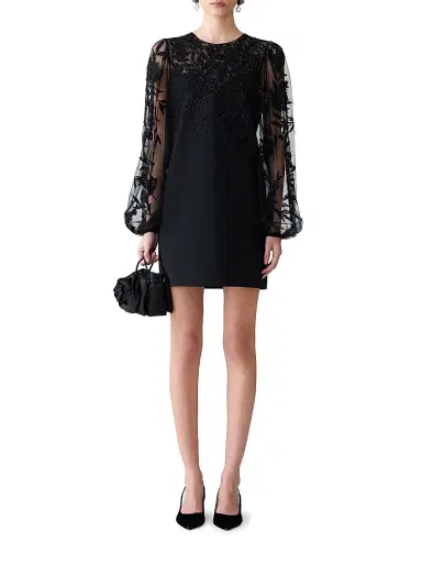 Carolina Herrera Women's Embellished Lace Puff-Sleeve Cocktail Dress - Black Multi | Thumbnail 2 Carolina Herrera Women's Embellished Lace Puff-Sleeve Cocktail Dress - Black Multi | Thumbnail 2