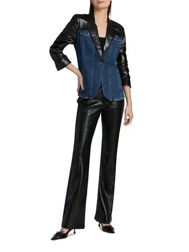 Cinq à Sept Women's Remmy Faux-Leather Panel Blazer - Oceane | Thumbnail 2 Cinq à Sept Women's Remmy Faux-Leather Panel Blazer - Oceane | Thumbnail 2