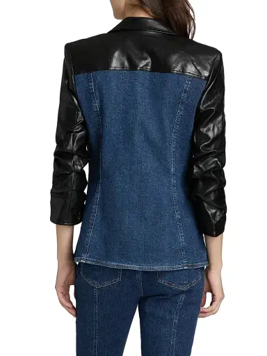 Cinq à Sept Women's Remmy Faux-Leather Panel Blazer - Oceane | Thumbnail 5 Cinq à Sept Women's Remmy Faux-Leather Panel Blazer - Oceane | Thumbnail 5