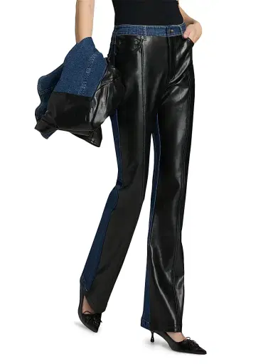 Cinq à Sept Women's Joan Faux-Leather Panel Jeans | Thumbnail 3 Cinq à Sept Women's Joan Faux-Leather Panel Jeans | Thumbnail 3