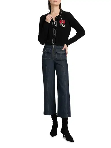 Cinq à Sept Women's Allura Crystal Brooch-Embellished Bouclé Cardigan | Thumbnail 2 Cinq à Sept Women's Allura Crystal Brooch-Embellished Bouclé Cardigan | Thumbnail 2