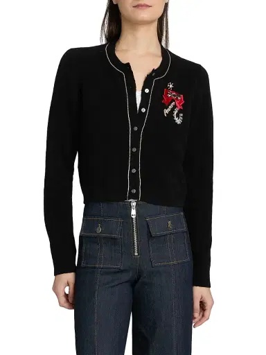 Cinq à Sept Women's Allura Crystal Brooch-Embellished Bouclé Cardigan | Thumbnail 3 Cinq à Sept Women's Allura Crystal Brooch-Embellished Bouclé Cardigan | Thumbnail 3