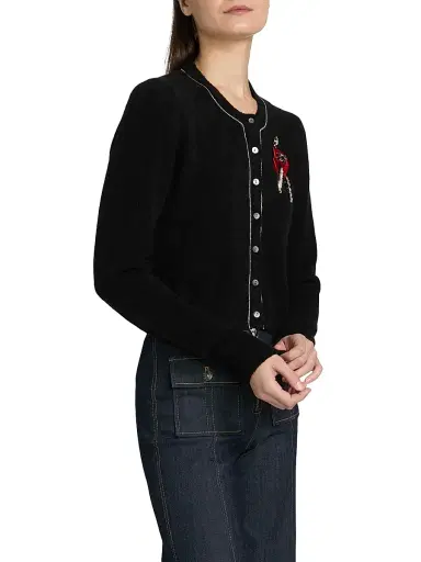Cinq à Sept Women's Allura Crystal Brooch-Embellished Bouclé Cardigan | Thumbnail 4 Cinq à Sept Women's Allura Crystal Brooch-Embellished Bouclé Cardigan | Thumbnail 4
